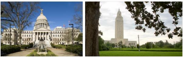 State Capitol in Baton Rouge on Capitol Lake and Mississippi River